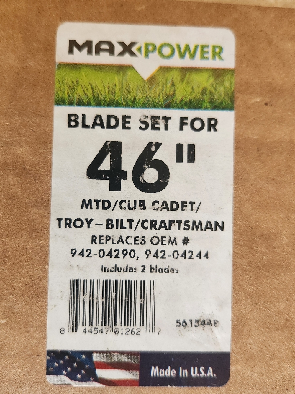 2 Blade Set for Many 46 in. Cut MTD, Cub Cadet, Troy-Bilt, Craftsman Mowers